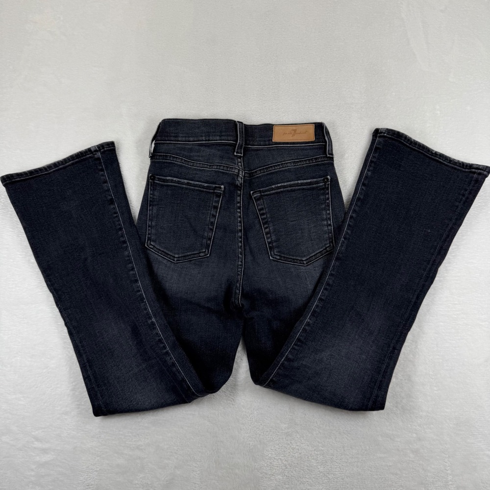 7 For All Mankind Luxe Vintage High‎ Rise Flare Jeans Black 23 Distressed Hem